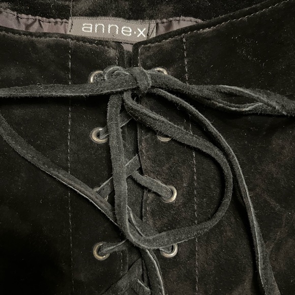 70's lace-up leather pants soft ultra black suede ANNEX - Picture 6 of 7